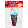 Regalini Compleanno Spiderman: Bicchiere con Cannuccia 400ml Personalizzato