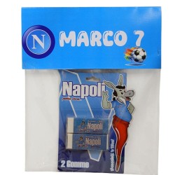 Regalini Fine Festa Napoli – Set 2 Gomme “Napoli” con Confezione Personalizzata | Gadget Compleanno Bambini Tifosi Azzurri