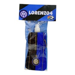 Borraccia Pieghevole FC Inter Ufficiale 480ml Gadget Fine Festa Personalizzato con Moschettone Regalino Compleanno Nerazzurro