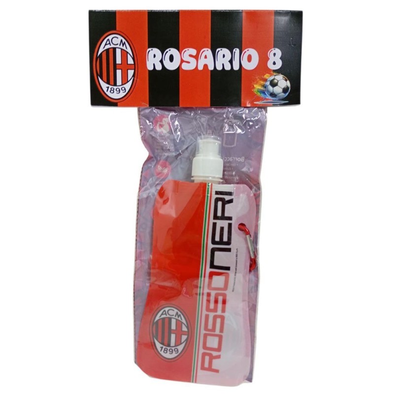 Borraccia Pieghevole AC Milan Ufficiale Personalizzata con NOME 480ml con Moschettone Gadget Fine Festa Compleanno Rossonero
