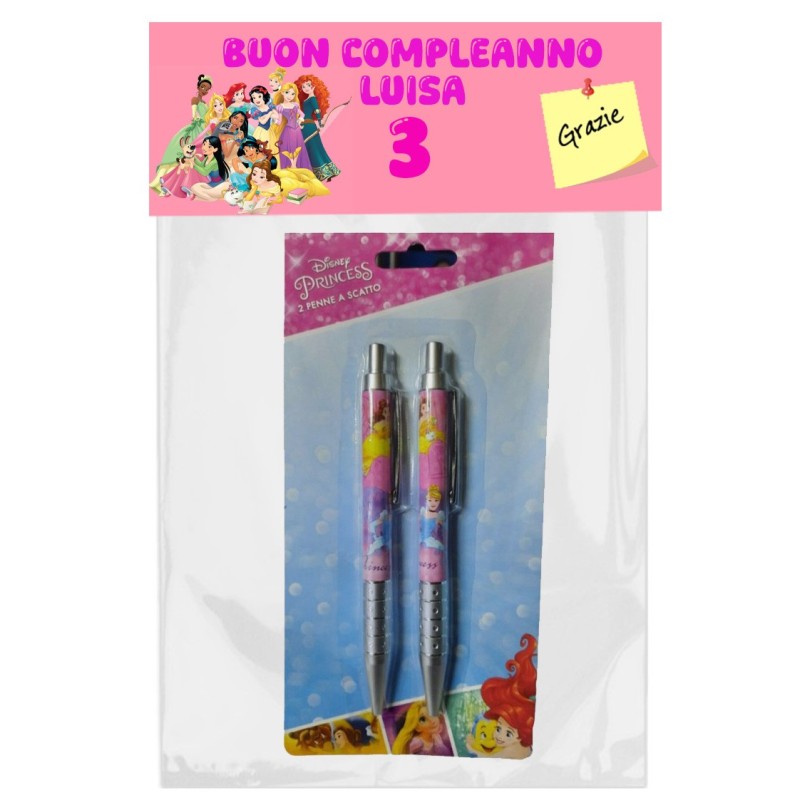 Regalini Compleanno Principesse: Set 2 Penne Personalizzate con Nome ed Età