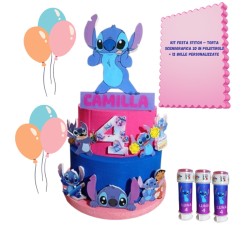 Kit Festa Stitch – Torta Scenografica 3D e 12 Bolle di Sapone Personalizzate