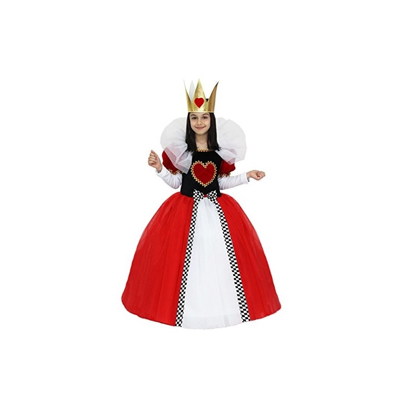 Costume Abito Regina di Cuori per Bambina 5-10 Anni - Travestimenti per Carnevale, Cosplay e Feste a Tema