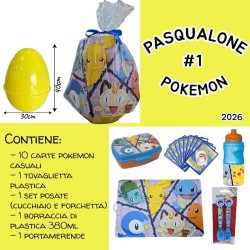 Maxi Sorpresone Pokémon Pasqua 3D (40cm) | Uovo Gigante con Borraccia, Carte e Set Pappa