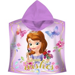 Poncho Mare e Piscina Principessa Sofia Disney Accappatoio a Mantella in Microcotone 110x55 cm Asciugamano con Cappuccio