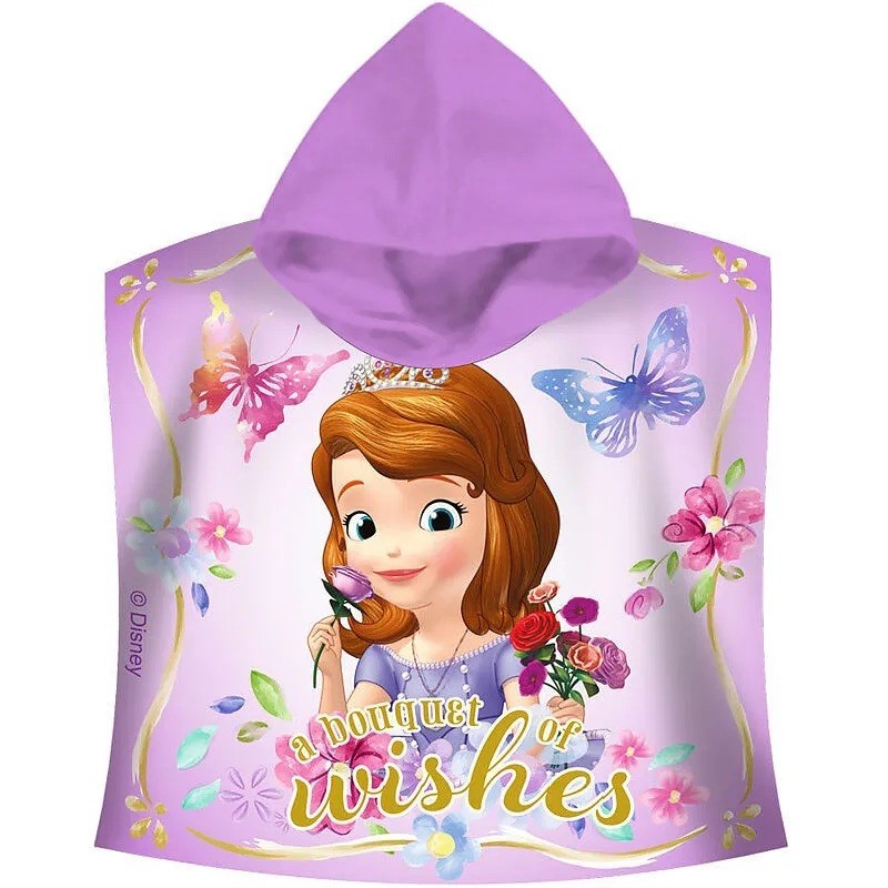 Poncho Mare e Piscina Principessa Sofia Disney Accappatoio a Mantella in Microcotone 110x55 cm Asciugamano con Cappuccio