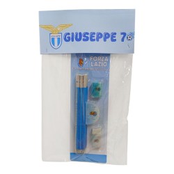Set Scrittura Lazio Personalizzato con Nome e Età Regalino Fine Festa Matite + Gomma e Temperino Gadget Compleanno Biancoceleste