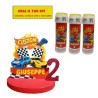 Kit Compleanno Hot Wheels Personalizzato Sagoma Centrotavola 3D + Set Bolle di Sapone con Nome e Età Regalini Fine Festa