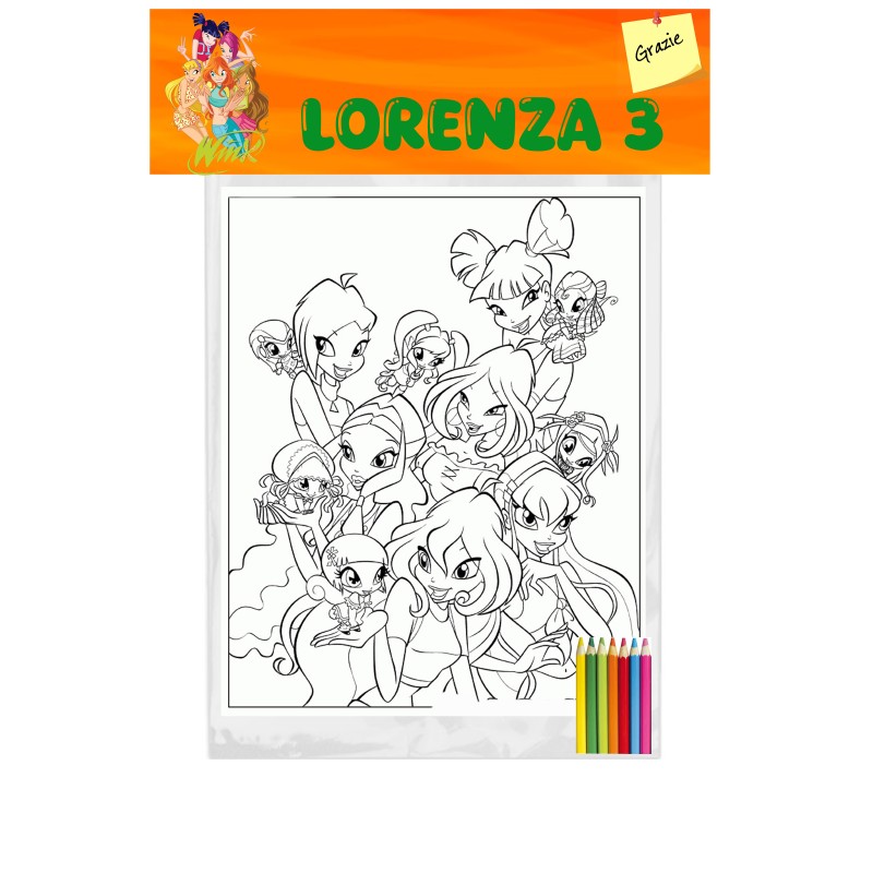 Kit Colorare Winx Personalizzato: Album e Matite Colorate Regalini Festa Compleanno