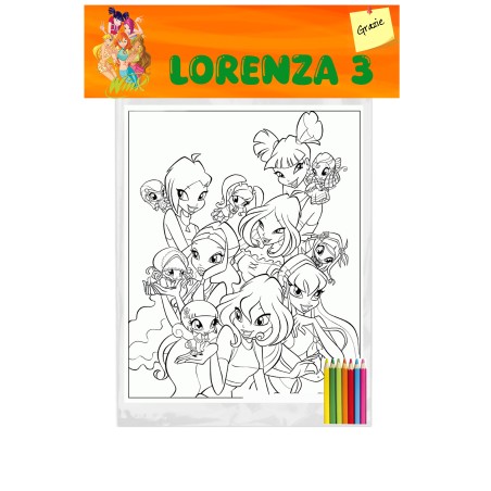 Kit Colorare Winx Personalizzato: Album e Matite Colorate Regalini Festa Compleanno