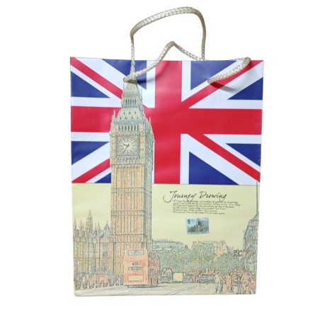 Busta Shopper Londra: Big Ben e Union Jack Glitter – 20x15x8 cm
