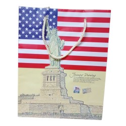 Busta Shopper USA: Statua della Libertà e Glitter – 20x15x8 cm