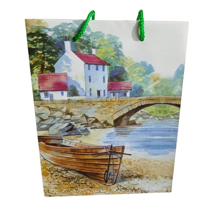 Shopper Regalo "Paesaggio ad Acquerello" - Busta Artistica 20x15x8 cm