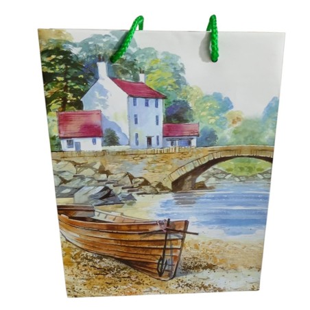 Shopper Regalo "Paesaggio ad Acquerello" - Busta Artistica 20x15x8 cm