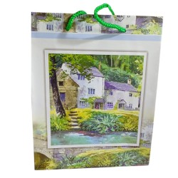 Busta Shopper Shabby Chic: Cottage nel Bosco Artistico – 20x15x8 cm