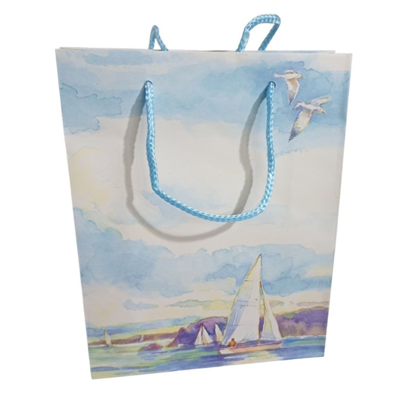 Busta Shopper "Vele al Tramonto": Stile Marino Artistico – 20x15x8 cm