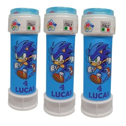 Regalini Fine Festa Sonic – Bolle di Sapone Personalizzate con Nome ed Età | Gadget Compleanno Bambini