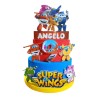 Torta Scenografica Super Wings Personalizzata: 70 cm – 3 Livelli con Nome e Età