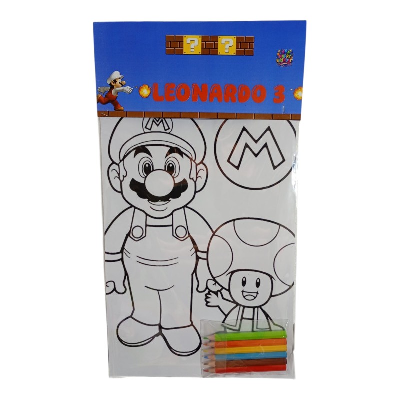 Regalini Fine Festa Super Mario - Kit Colorare Personalizzato con Nome ed Età