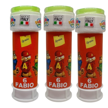 Bolle di Sapone Alvin Superstar Personalizzate – Regalini Fine Festa Nome e Età