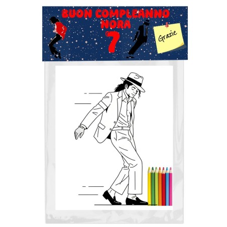 Kit da Colorare Michael Jackson Personalizzato – Regalini Fine Festa con Nome e Età