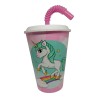 Bicchiere con Cannuccia Unicorno – Plastica Riutilizzabile 430ml | Scuola e Tempo Libero