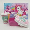 Set Merenda Unicorno Magico 3 Pezzi – Portapranzo, Bicchiere con Cannuccia e Tovaglietta