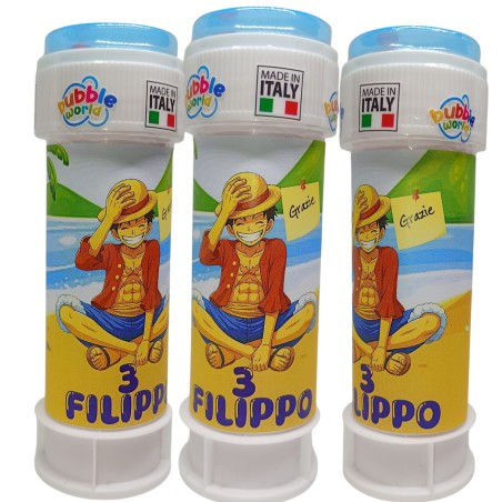 Bolle di Sapone One Piece Personalizzate – Kit Regalino Fine Festa con Nome ed Età