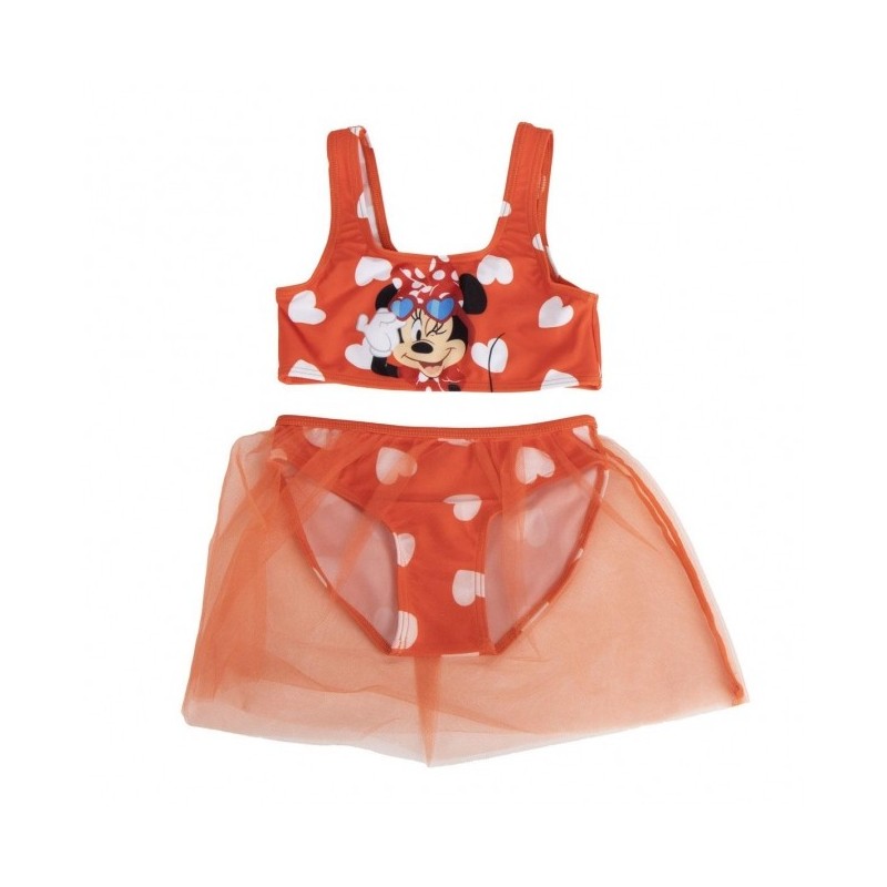 Bikini Minnie Disney con Gonnellina in Tulle – Rosso e Cuori – 5 Anni