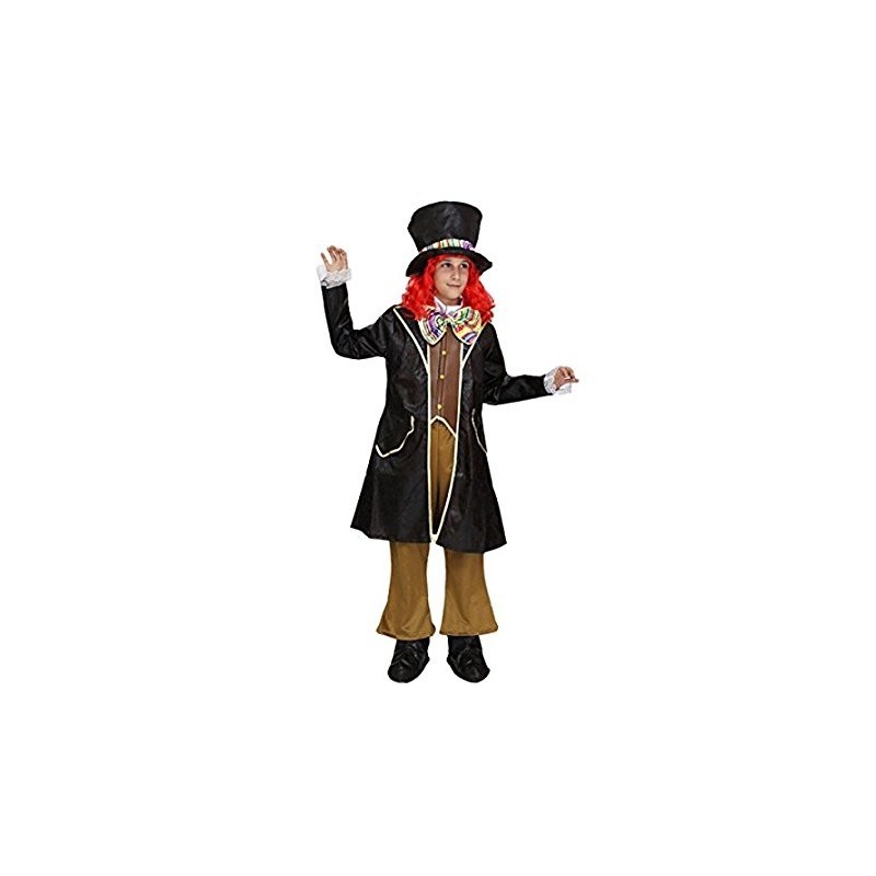 Costume di Carnevale "Il Cappellaio" per Ragazzo - Completo con Cappello, Parrucca, Giacca, Pantalone e Soprascarpe