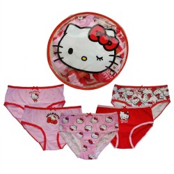Set 5 Slip Hello Kitty Bambina 6-8 Anni 116-128 cm Cotone con Pochette Omaggio