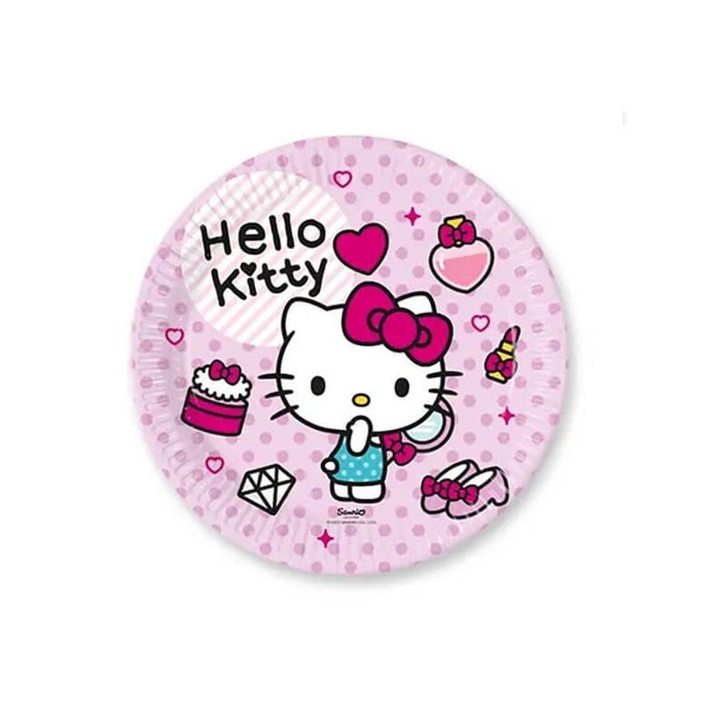 Piatti di Carta Hello Kitty Fashion – 23 cm – Confezione da 8 Pezzi
