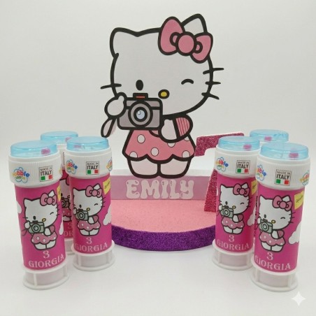 Kit Festa Hello Kitty Essential – Sagoma Centrotavola 3D Personalizzata 12 Bolle di Sapone