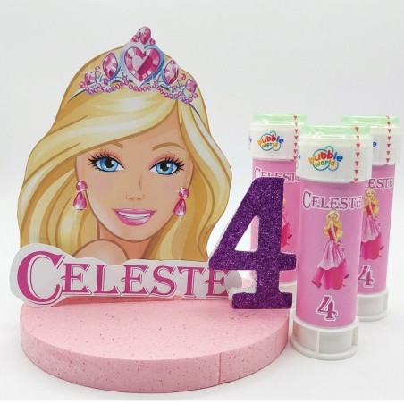 Kit Festa Barbie Essential – Sagoma Centrotavola 3D (28x26cm) + 12 Bolle di Sapone