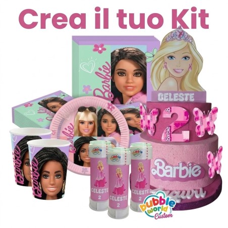 Kit Festa Barbie FULL – Torta 70cm, Coordinato e Bolle
