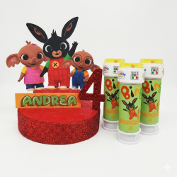 Kit Festa Bing & Friends Essential – Sagoma Centrotavola 3D (28cm) + 12 Bolle di Sapone
