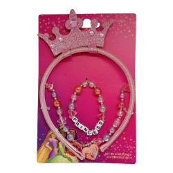 Set Gioielli Disney Princess – Cerchietto con Corona, Collana con ciondolo e Braccialetto