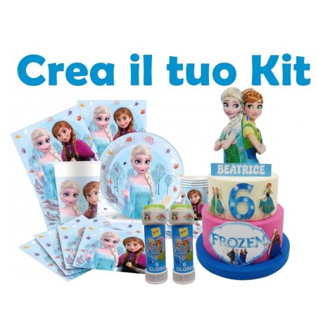Kit Festa Frozen FULL – Torta 70cm, Coordinato e Bolle Personalizzate