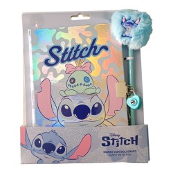 Diario Segreto Stitch Disney con Lucchetto e Penna Pompon – 22x15 cm