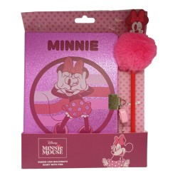 Diario Segreto Minnie Mouse Disney – Rosa Glitter con Lucchetto e Penna Pompon – 22x15 cm