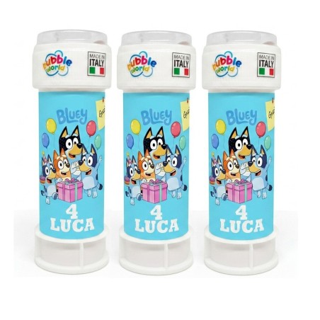 Bolle di Sapone Bluey Personalizzate – Kit Regalino Fine Festa con Nome ed Età – Pronti all'Uso