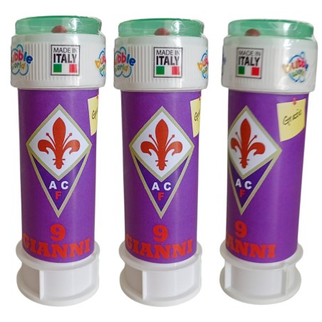 Bolle di Sapone Personalizzate Fiorentina – Kit Regalino Fine Festa con Nome ed Età – Gadget Compleanno
