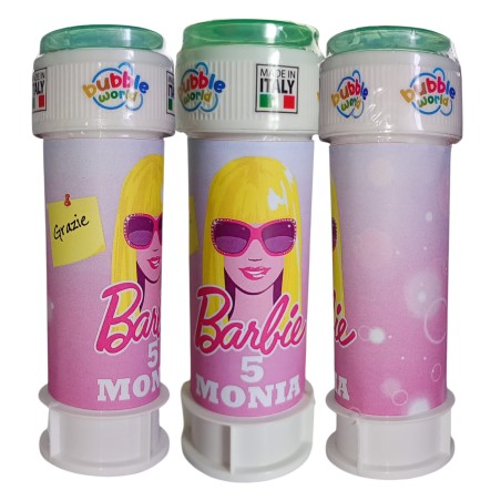 Bolle di Sapone Barbie Personalizzate – Kit Regalino Fine Festa con Nome ed Età – Pronti all'Uso