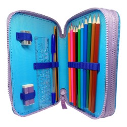 Astuccio 2 Zip Disney Stitch Completo – Astuccio Scuola Attrezzato con Pennarelli Giotto e Cancelleria