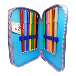Astuccio 2 Zip Disney Stitch Completo – Astuccio Scuola Attrezzato con Pennarelli Giotto e Cancelleria