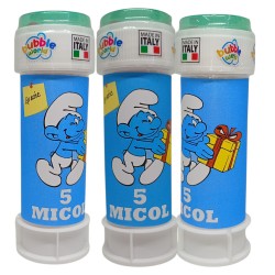 Bolle di Sapone Puffi Personalizzate - Nome e Età - Kit Fine Festa
