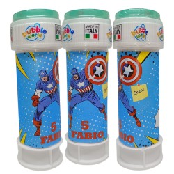 Bolle di Sapone Capitan America Personalizzate – Kit Regalino Fine Festa con Nome ed Età