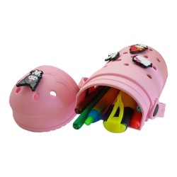 Astuccio in Silicone Rosa a Forma di Scarpa con Charm – Portapenne cm 18x8