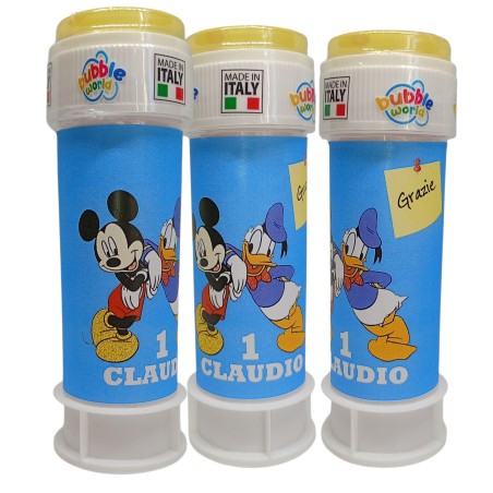 Bolle di Sapone Topolino e Paperino Personalizzate – Regalini Fine Festa con Nome e Età