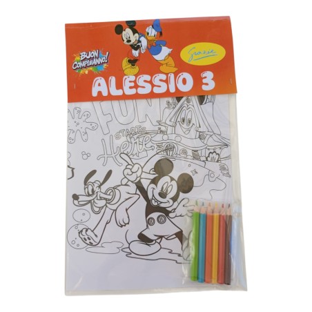 Kit da Colorare Topolino e Paperino Personalizzato – Regalino Fine Festa con Nome e Età